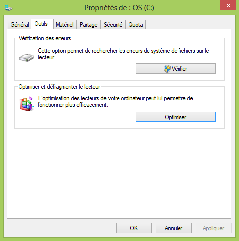 Outils - défragmentation